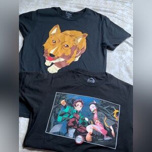 Anime T-Shirt Bundle, Demon Slayer Tanjiro & Nezuko + Corgi Graphic Tee S/M
